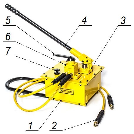 Насос ручной гидравлический НРГ 700-25.0-2 (700 бар, 25.0л), двухступенчатый, двустороннего действия